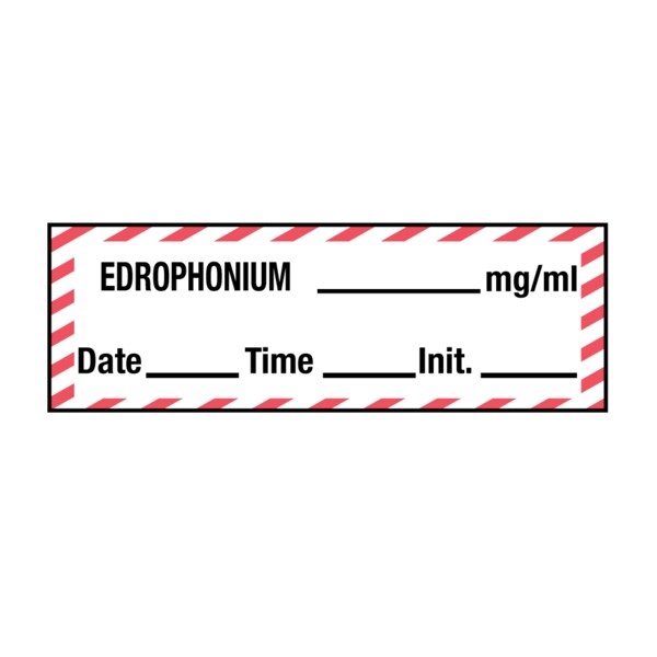 Tape, Edrophonium 1/2" x 500" White w/Red stripes & Black